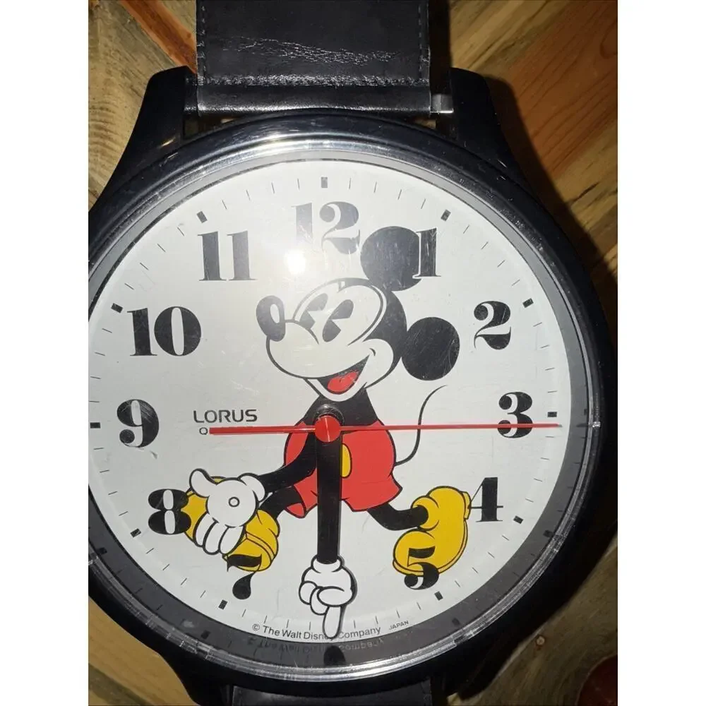 Mickey Wall Clock With Decorative Strap & Buckle From Disney By Lorus Seiko Rare